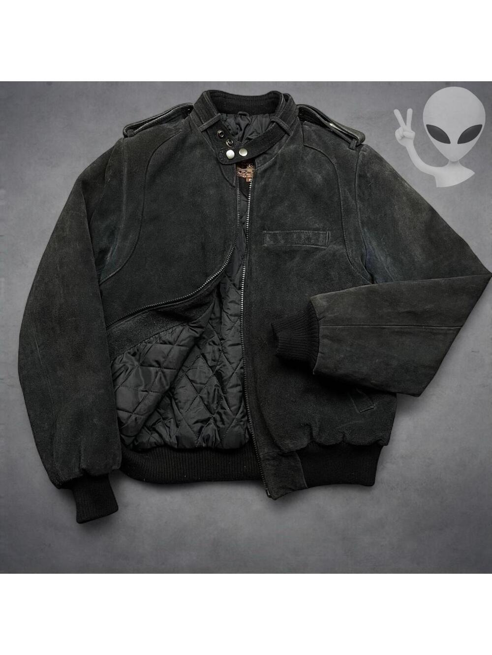 80s Alvin Joseph Quilted Genuine Suede Leather Jacket Small